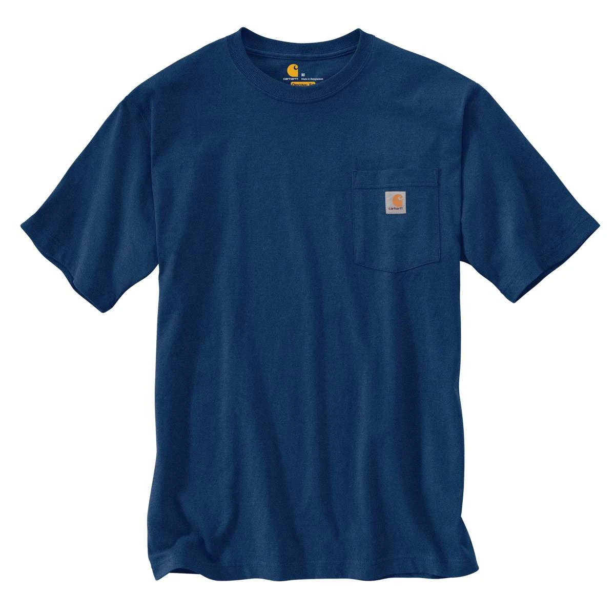 Carhartt Men's Tall Dark Cobalt Blue Heather Workwear Pocket S/S T-Shirt 1 Carhartt Men's Tall Dark Cobalt Blue Heather Workwear Pocket S/S T-Shirt