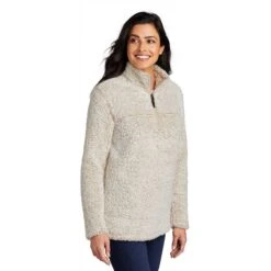 Port Authority Women's Oatmeal Heather Cozy 1/4 Zip Fleece -Best Clothing Shop L130 Oatmeal Hthr HTS