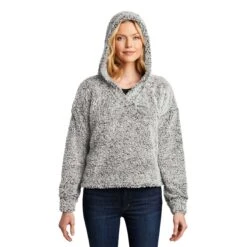 Port Authority Women's Grey Heather Cozy Fleece Hoodie -Best Clothing Shop L132 Grey Heather HTF