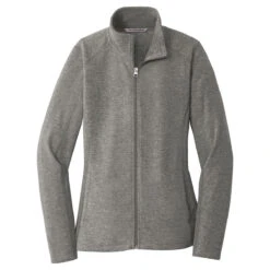 Port Authority Women's Pearl Grey Heather Microfleece Full-Zip Jacket