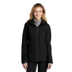 Port Authority Women's Deep Black Tech Rain Jacket -Best Clothing Shop L406 Deep Black HTF