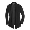 Port Authority Women's Deep Black/Charcoal Heather Interlock Cardigan