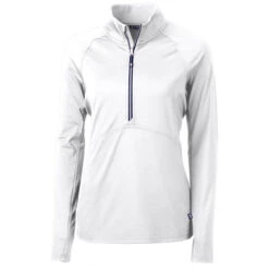 Cutter & Buck Women's White Adapt Eco Knit Recycled Half Zip Pullover