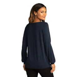 Port Authority Women's River Blue Navy Luxe Knit Jewel Neck Top -Best Clothing Shop LK5600 River Blue Navy HTB