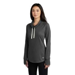 New Era Women's Black Heather Sueded Cotton Blend Cowl Tee -Best Clothing Shop LNEA123 Black Heather HTS