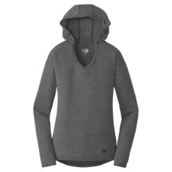 New Era Women's Dark Graphite Tri-Blend Performance Pullover Hoodie Tee