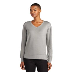 OGIO Women's Petrol Grey Heather Luuma Flex Long Sleeve V-Neck -Best Clothing Shop LOG825 Petrol Grey Heather HTF