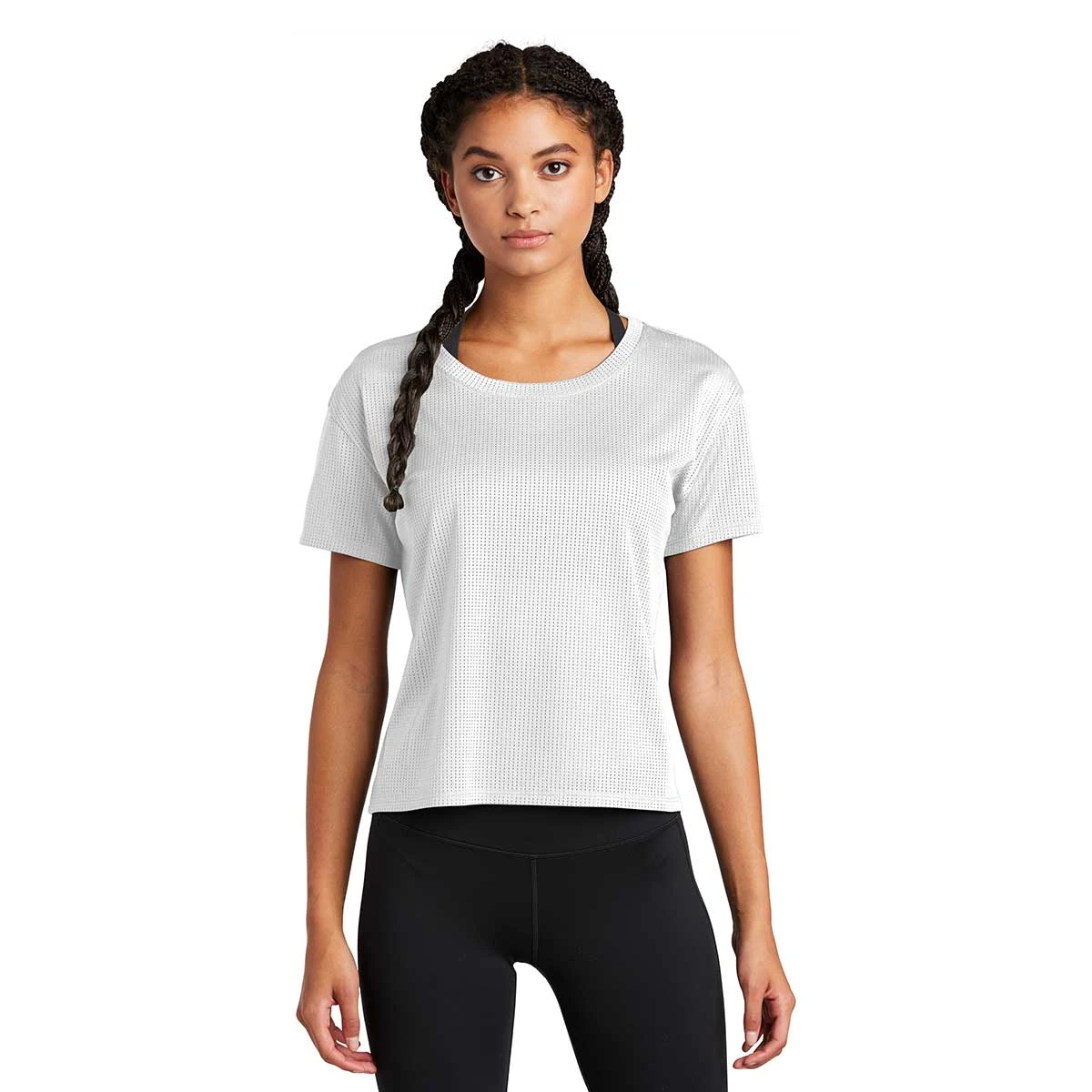 Sport-Tek Women's White PosiCharge Tri-Blend Wicking Draft Crop Tee 4 Sport-Tek Women's White PosiCharge Tri-Blend Wicking Draft Crop Tee - Image 4