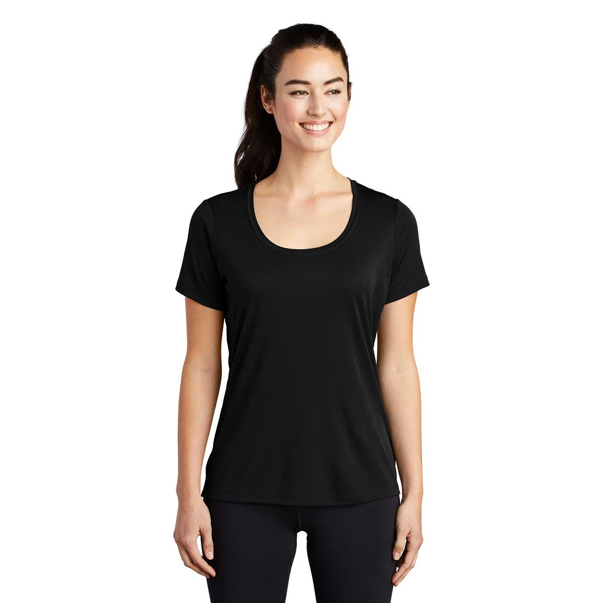 Sport-Tek Women's Black Posi-UV Pro Scoop Neck Tee 4 Sport-Tek Women's Black Posi-UV Pro Scoop Neck Tee - Image 4