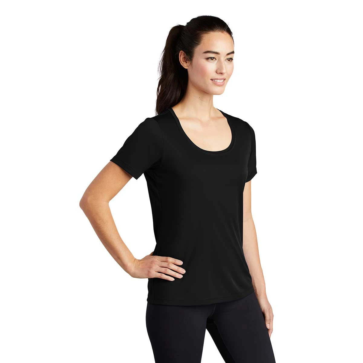 Sport-Tek Women's Black Posi-UV Pro Scoop Neck Tee 6 Sport-Tek Women's Black Posi-UV Pro Scoop Neck Tee - Image 6