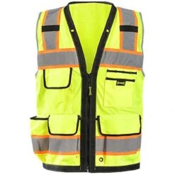 OccuNomix Men's Yellow Solid/Mesh Heavy Duty Two-Tone Surveyor Vest With Zipper
