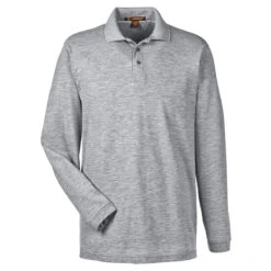 Harriton Men's Grey Heather 5.6 Oz. Easy Blend Long-Sleeve Polo