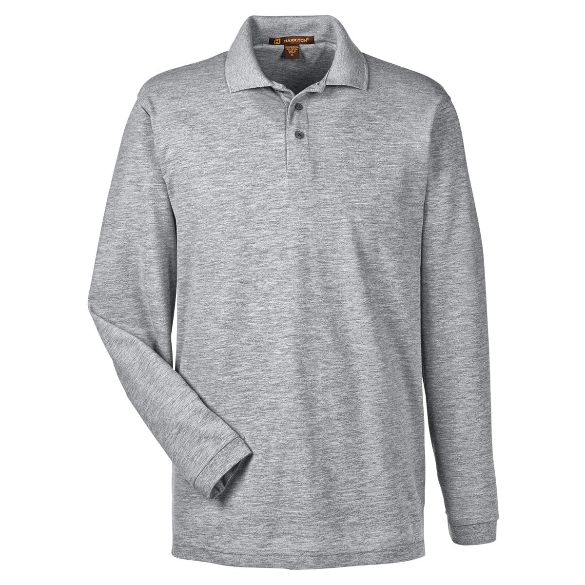 Harriton Men's Grey Heather 5.6 Oz. Easy Blend Long-Sleeve Polo 1 Harriton Men's Grey Heather 5.6 Oz. Easy Blend Long-Sleeve Polo