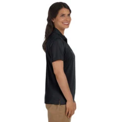 Harriton Women's Black Micro-Pique Polo -Best Clothing Shop M354W Black HTS