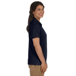 Harriton Women's Navy Micro-Pique Polo -Best Clothing Shop M354W Navy HTS