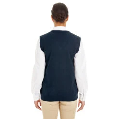 Harriton Women's Dark Navy Pilbloc V-Neck Sweater Vest -Best Clothing Shop M415W Dark Navy HTB