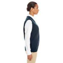 Harriton Women's Dark Navy Pilbloc V-Neck Sweater Vest -Best Clothing Shop M415W Dark Navy HTS