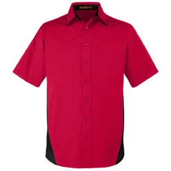 Harriton Men's Red/ Black Tall Flash Colorblock Short Sleeve Shirt
