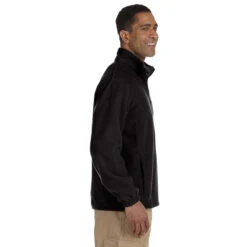 Harriton Men's Black Tall 8 Oz. Full-Zip Fleece -Best Clothing Shop M990T Black HTS