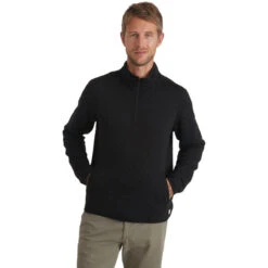 Marine Layer Men's Black Heather Corbet Quilted Pullover -Best Clothing Shop MCQP BH2 HTF