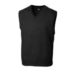 Cutter & Buck Men's Black Douglas V-Neck Vest