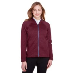 North End Women's Burgundy Heather/Olympic Blue Flux 2.0 Full-Zip Jacket -Best Clothing Shop NE712W MF HTF