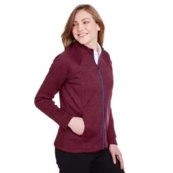 North End Women's Burgundy Heather/Olympic Blue Flux 2.0 Full-Zip Jacket -Best Clothing Shop NE712W MF HTS