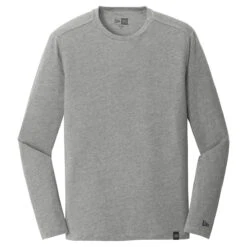 New Era Men's Shadow Grey Heather Heritage Blend Long Sleeve Crew Tee