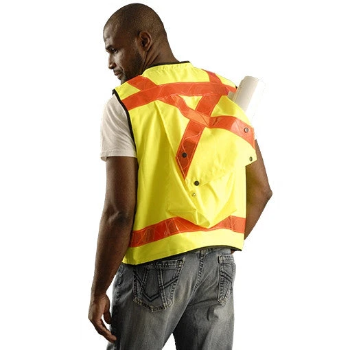 OccuNomix Men's Yellow High Visibility Premium Solid Pro-Style Surveyor Vest 3 OccuNomix Men's Yellow High Visibility Premium Solid Pro-Style Surveyor Vest - Image 3