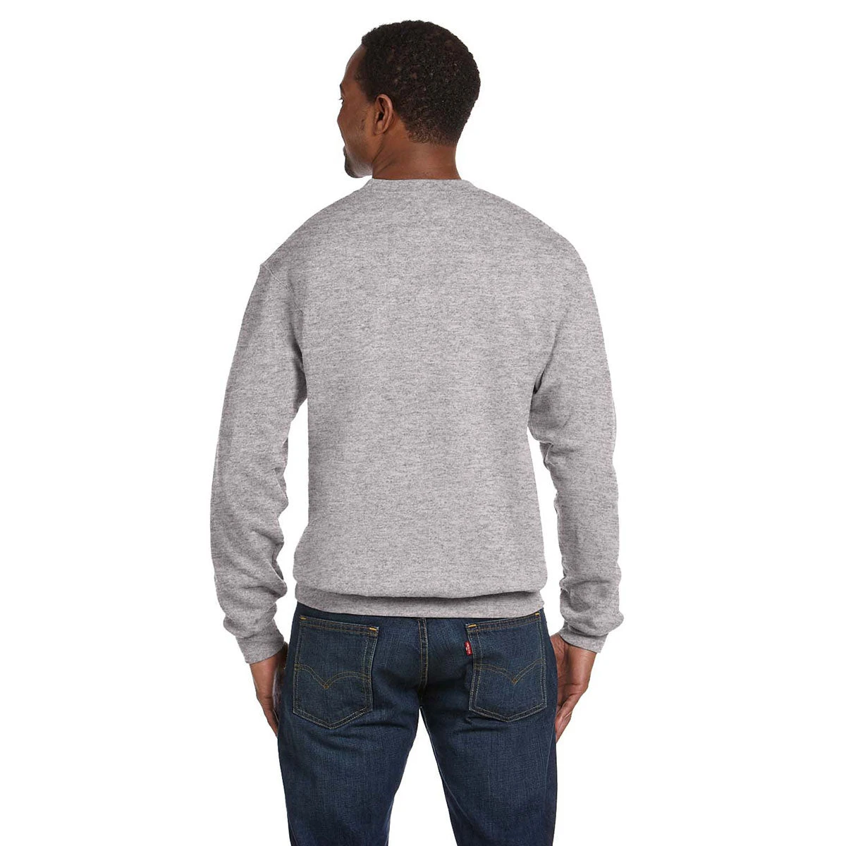 Hanes Men's Light Steel 7.8 Oz. EcoSmart 50/50 Fleece Crew 2 Hanes Men's Light Steel 7.8 Oz. EcoSmart 50/50 Fleece Crew - Image 2