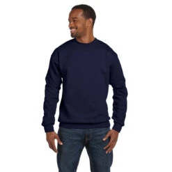 Hanes Men's Navy 7.8 Oz. EcoSmart 50/50 Fleece Crew