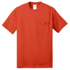 Port & Company Men's Orange Core Blend Pocket Tee