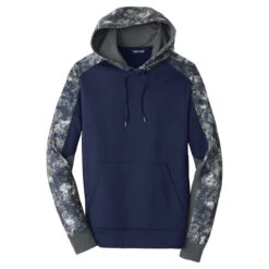 Sport-Tek Men's True Navy/Navy Sport-Wick Mineral Freeze Fleece Colorblock Hooded Pullover