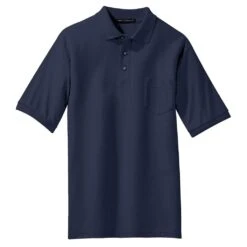 Port Authority Men's Navy Tall Silk Touch Polo With Pocket