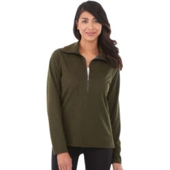 Elevate Women's Loden Heather Stratton Knit Half Zip -Best Clothing Shop TM98612 Loden Heather HTF