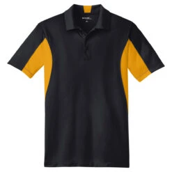Sport-Tek Men's Black/ Gold Tall Side Blocked Micropique Sport-Wick Polo