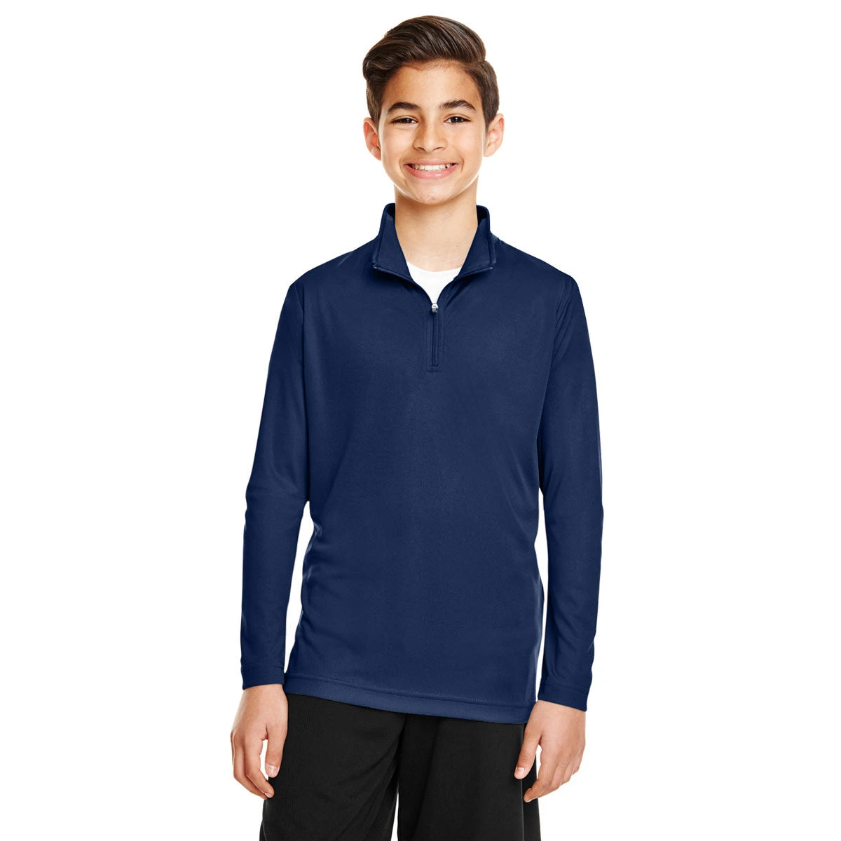 Team 365 Youth Sport Dark Navy Zone Performance Quarter Zip 2 Team 365 Youth Sport Dark Navy Zone Performance Quarter Zip - Image 2