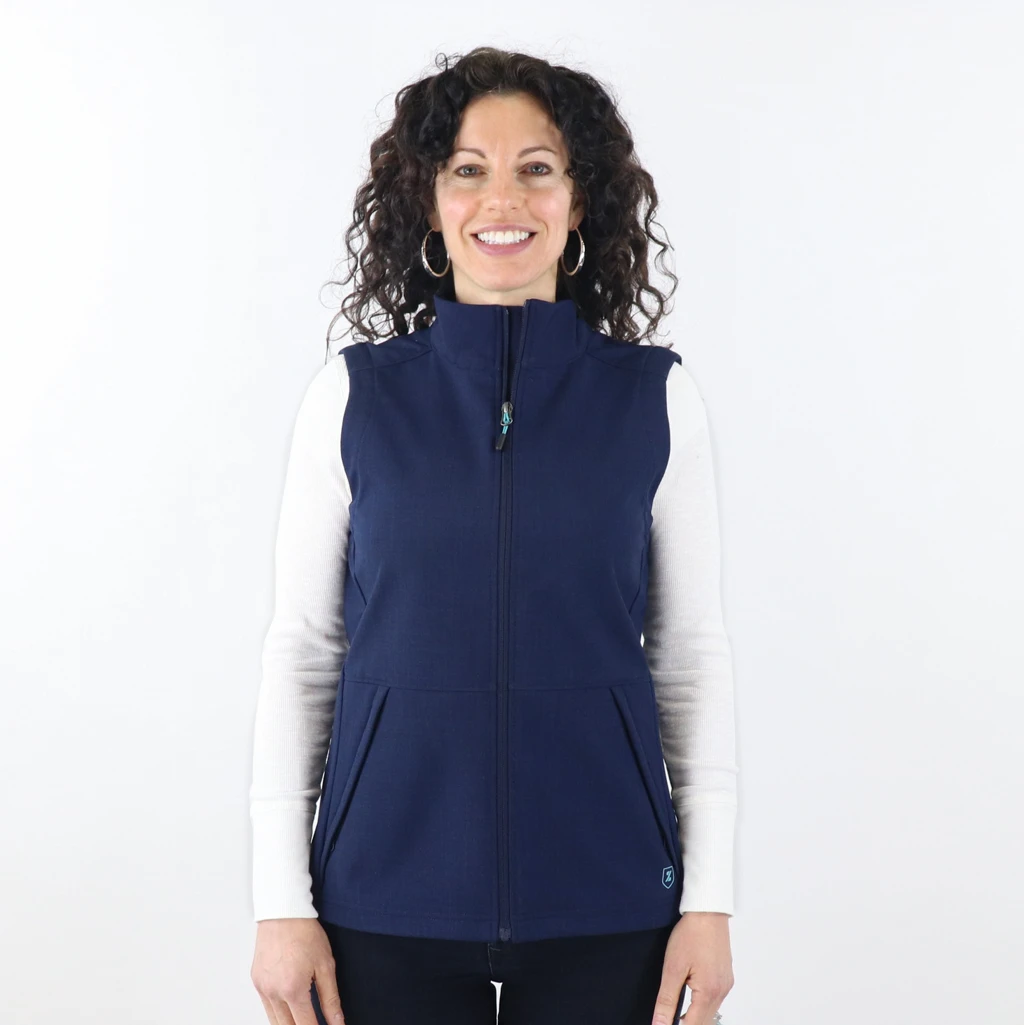 Zusa Women's Navy Cross-Hatch Wanderlust Vest 3 Zusa Women's Navy Cross-Hatch Wanderlust Vest - Image 3
