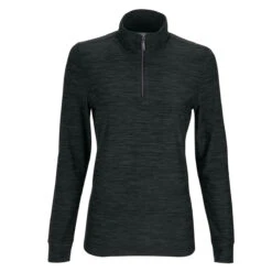 Greg Norman Women's Black Heather Play Dry Quarter Zip Mock Neck