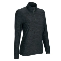 Greg Norman Women's Black Heather Play Dry Quarter Zip Mock Neck -Best Clothing Shop WNS9K060 Black Heather S c01e5a01 2976 4715 b5f6 300af58521a4