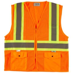 Xtreme Visibility Unisex Orange DOT Class 2 Contrast Stripe Zip Vest