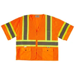 Xtreme Visibility Unisex Orange DOT Class 3 Contrast Stripe Zip Vest