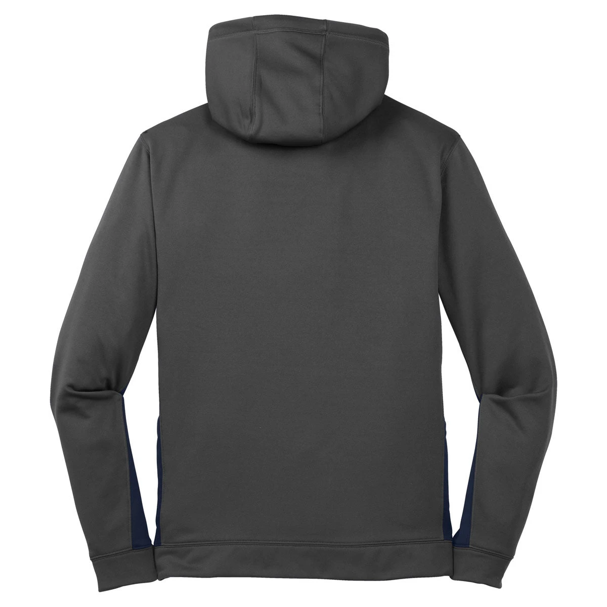 Sport-Tek Youth Dark Smoke Grey/Navy Sport-Wick Fleece Colorblock Hooded Pullover 2 Sport-Tek Youth Dark Smoke Grey/Navy Sport-Wick Fleece Colorblock Hooded Pullover - Image 2