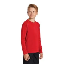 Sport-Tek Youth True Red Long Sleeve Rashguard Tee -Best Clothing Shop YST470LS True Red HTS