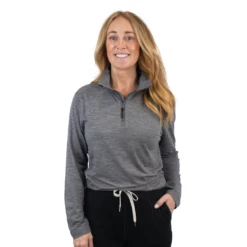 Zusa Women's Medium Grey Heather Brisk Quarter Zip -Best Clothing Shop brisk grey front 1 ee765eb0 4033 49e1 9d48 1a3abb6642a6